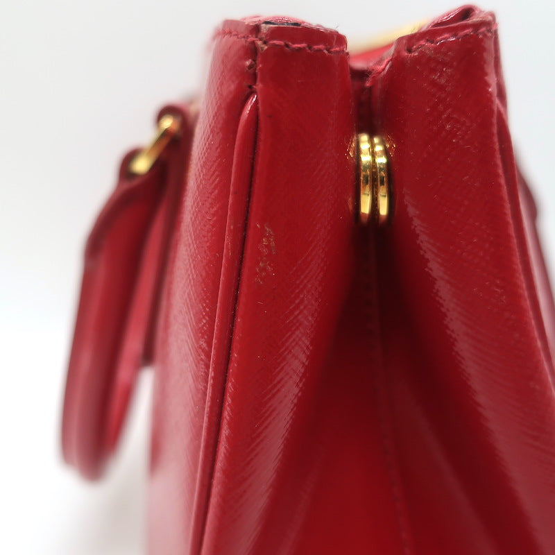 Prada Galleria Small Double-Zip Tote Red Saffiano Patent Leather Crossbody