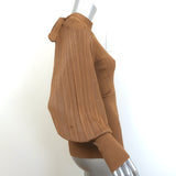 Zimmermann Open-Back Blouson Sleeve Sweater Brown Ribbed Knit Size 0