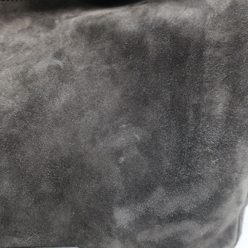 Valentino Nuage Bow Tote Very Dark Brownish Gray Suede Medium Shoulder Bag