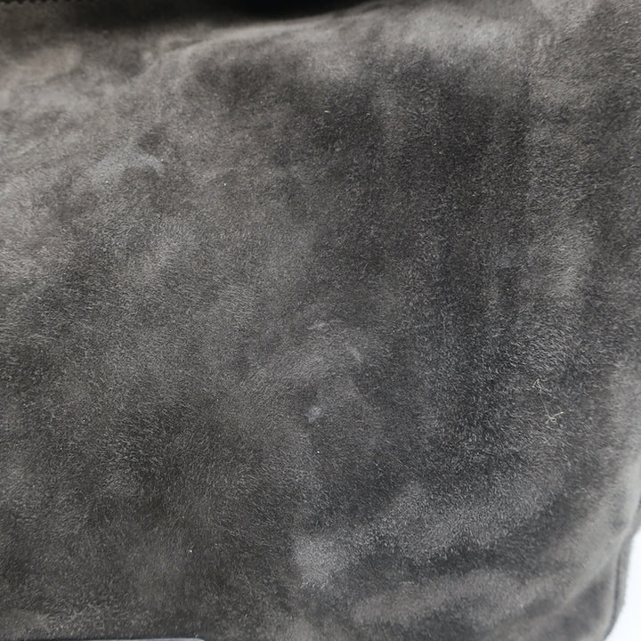 Valentino Nuage Bow Tote Very Dark Brownish Gray Suede Medium Shoulder Bag