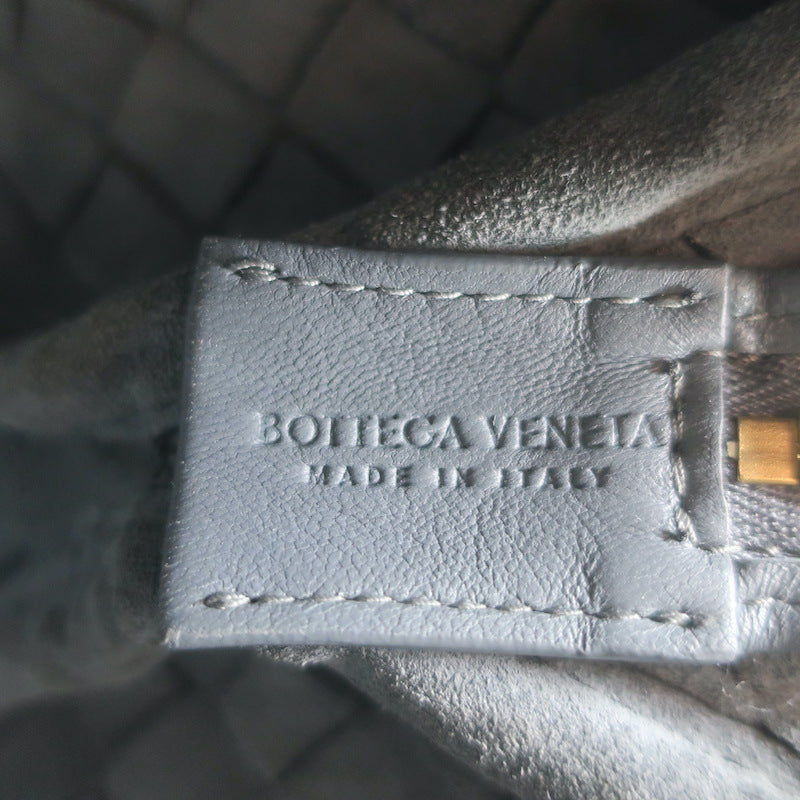 Bottega Veneta Loop Small Crossbody Bag Gray Intrecciato Leather