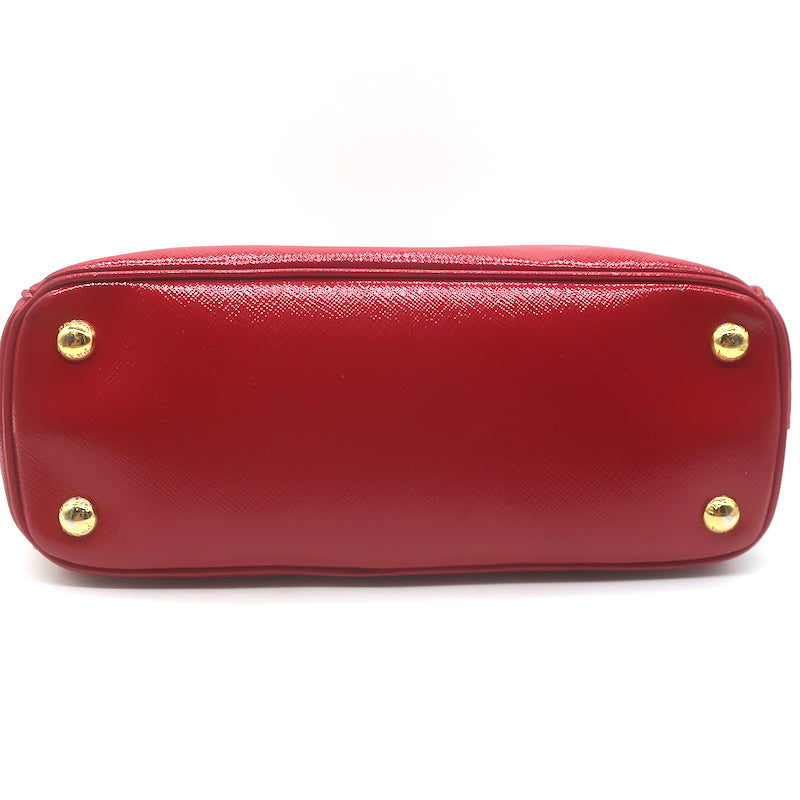 Prada Galleria Small Double-Zip Tote Red Saffiano Patent Leather Crossbody