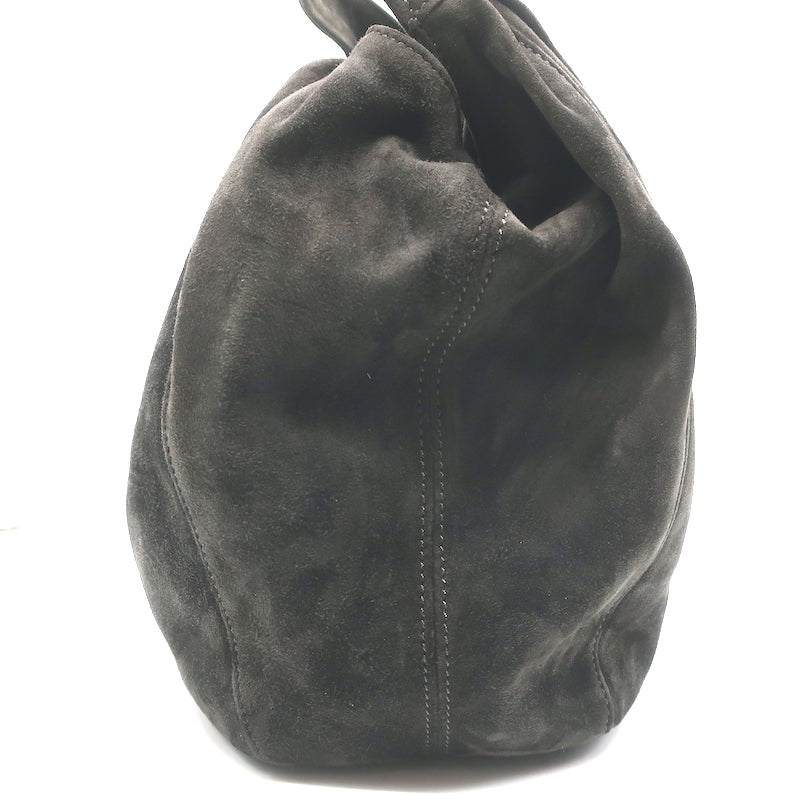 Valentino Nuage Bow Tote Very Dark Brownish Gray Suede Medium Shoulder Bag
