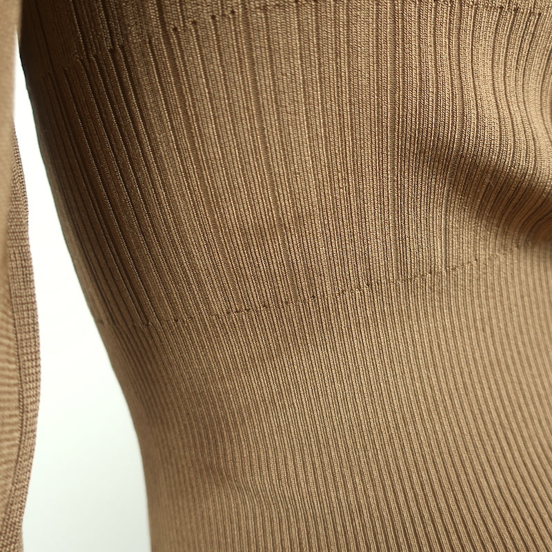 Zimmermann Open-Back Blouson Sleeve Sweater Brown Ribbed Knit Size 0