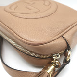 Gucci Small Soho Disco Crossbody Bag Beige Pebbled Leather