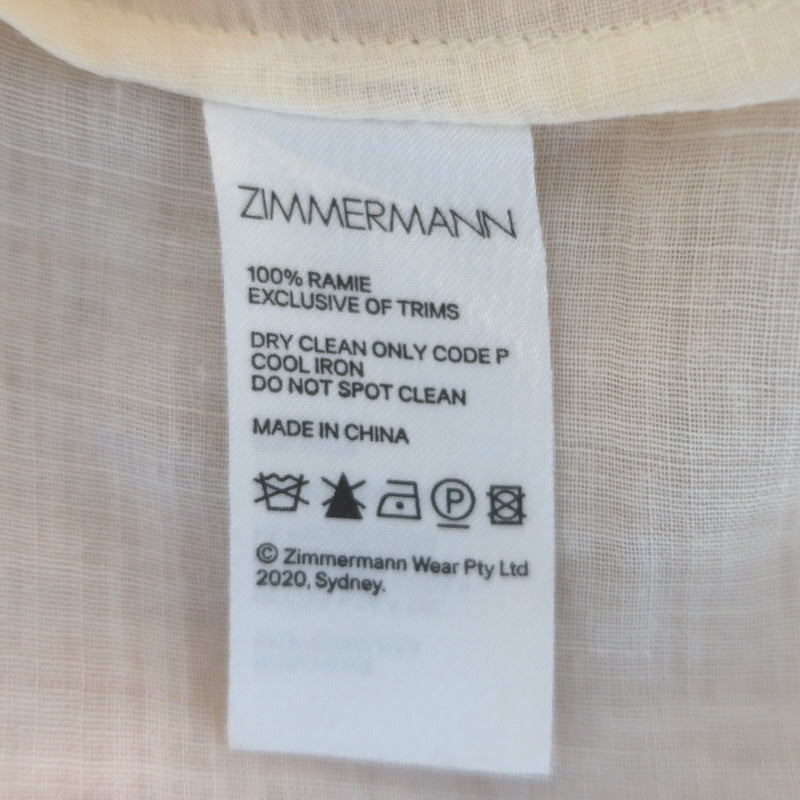 Zimmermann Brighton Button Up Blouse Ivory/Multi Paisley Print Ramie Size 0