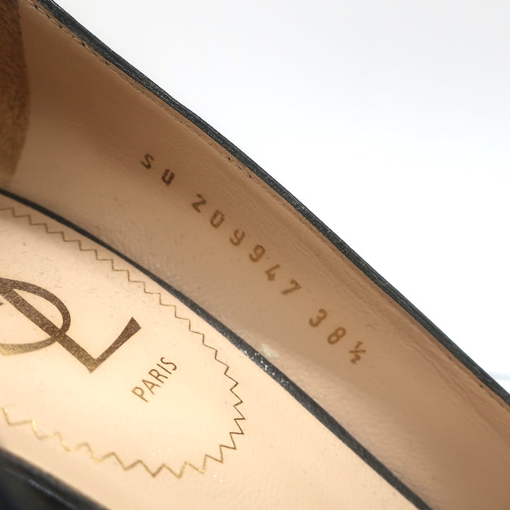 Yves Saint Laurent Tribtoo Platform Pumps Black Textured Leather Size 38.5
