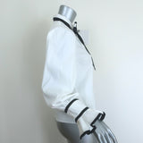 Alice + Olivia Sharen Puff Sleeve Bow Tie Blouse White/Black Size Extra Small