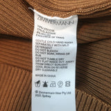 Zimmermann Open-Back Blouson Sleeve Sweater Brown Ribbed Knit Size 0