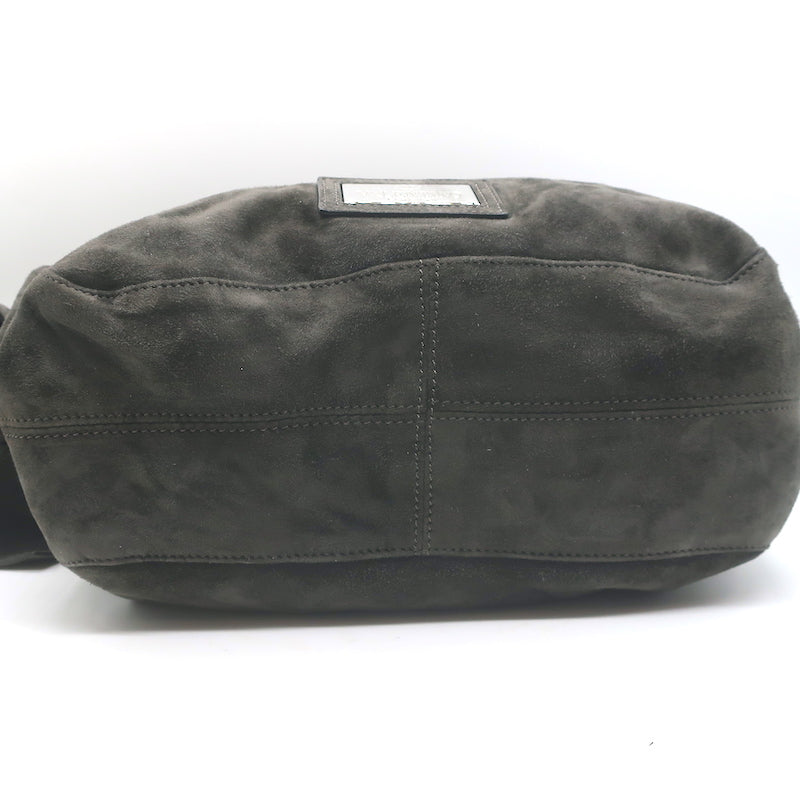 Valentino Nuage Bow Tote Very Dark Brownish Gray Suede Medium Shoulder Bag