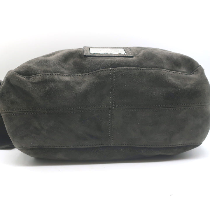 Valentino Nuage Bow Tote Very Dark Brownish Gray Suede Medium Shoulder Bag