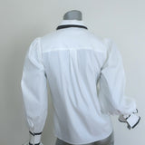 Alice + Olivia Sharen Puff Sleeve Bow Tie Blouse White/Black Size Extra Small