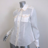 Zimmermann Crochet-Trimmed Button Down Shirt Cream Ramie Size 1 Long Sleeve Top