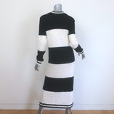 Alice + Olivia Bradford Striped Long Cardigan Black/Cream Wool-Blend Size Small