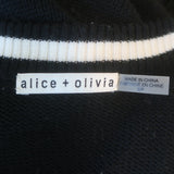 Alice + Olivia Bradford Striped Long Cardigan Black/Cream Wool-Blend Size Small
