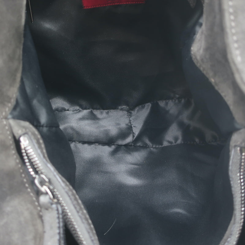 Valentino Nuage Bow Tote Very Dark Brownish Gray Suede Medium Shoulder Bag