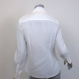 Zimmermann Crochet-Trimmed Button Down Shirt Cream Ramie Size 1 Long Sleeve Top