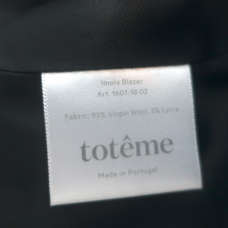 Toteme Imola Blazer Black Stretch-Wool Size Extra Small One-Button Jacket