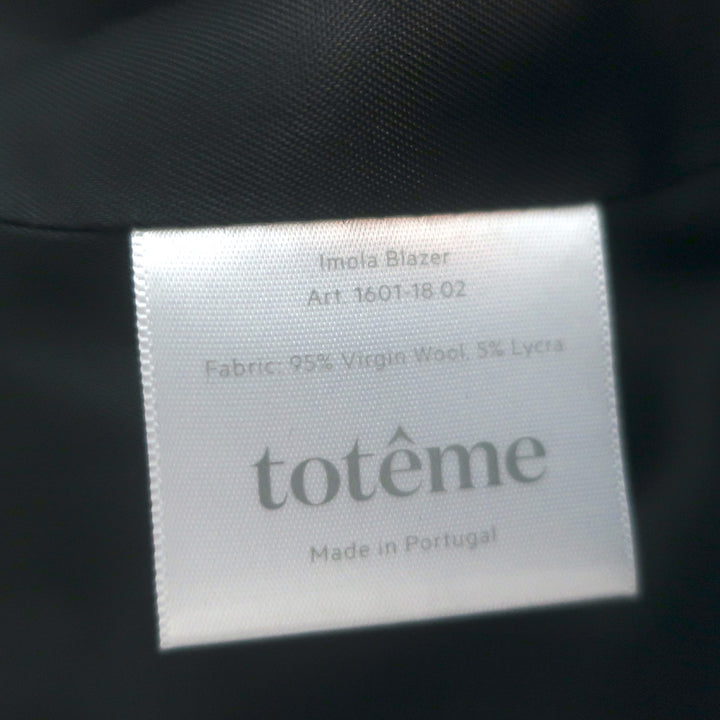 Toteme Imola Blazer Black Stretch-Wool Size Extra Small One-Button Jacket