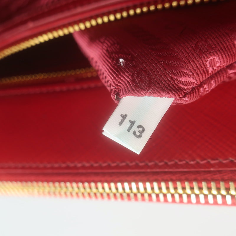 Prada Galleria Small Double-Zip Tote Red Saffiano Patent Leather Crossbody