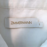 Zimmermann Crochet-Trimmed Button Down Shirt Cream Ramie Size 1 Long Sleeve Top