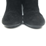 Tod's Wingtip Chelsea Boots Black Suede Size 39.5 High Heel Ankle Boots