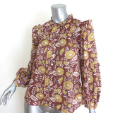 Cleobella Olivia Blouse Brown Dahlia Floral Print Cotton Size Extra Small NEW