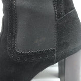 Tod's Wingtip Chelsea Boots Black Suede Size 39.5 High Heel Ankle Boots