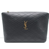 Saint Laurent Gaby Cosmetic Pouch Black Quilted Leather Small Clutch NEW