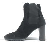 Tod's Wingtip Chelsea Boots Black Suede Size 39.5 High Heel Ankle Boots