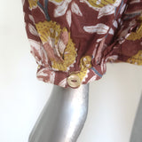 Cleobella Olivia Blouse Brown Dahlia Floral Print Cotton Size Extra Small NEW