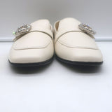 Jimmy Choo Mani Crystal-Buckle Loafers Cream Leather Size 38