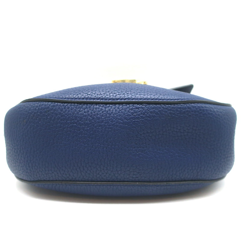 Chloe Drew Chain Strap Crossbody Bag Navy Grained Leather