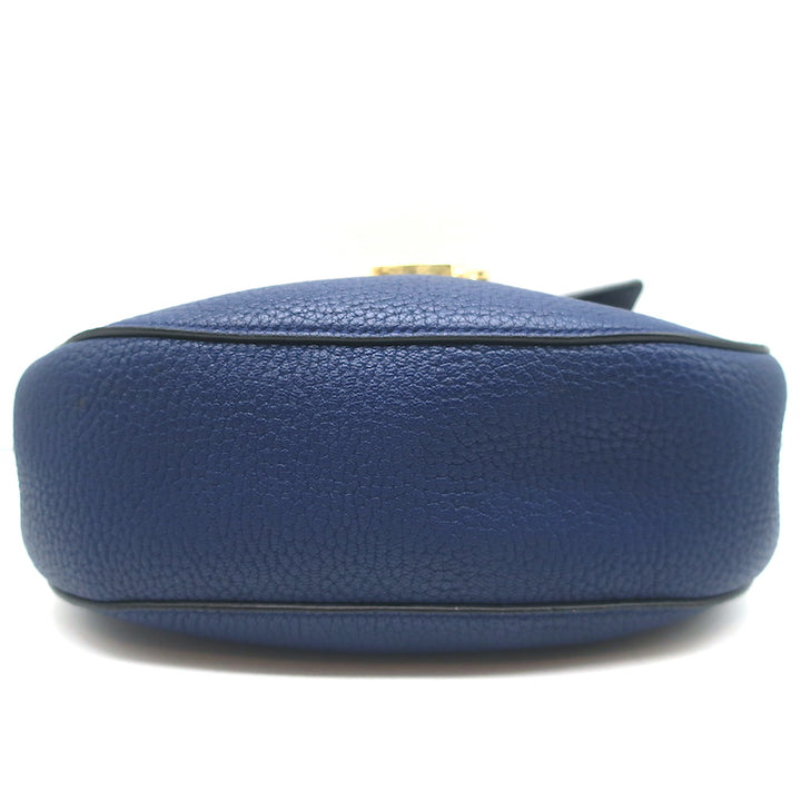 Chloe Drew Chain Strap Crossbody Bag Navy Grained Leather