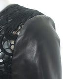 Ralph Lauren Black Label Lana Leather-Sleeve Lace Top Black Size 2