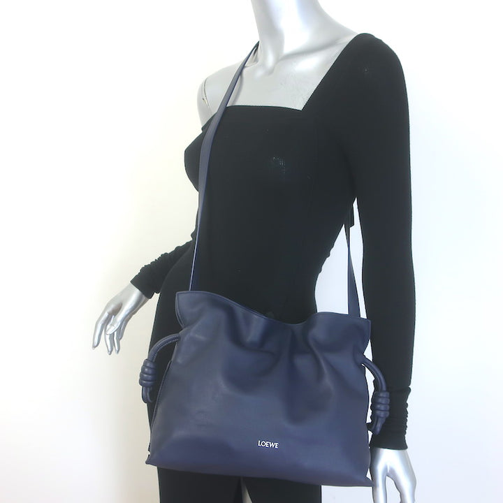 Loewe Medium Flamenco Clutch Abyss Blue Leather Crossbody Bag