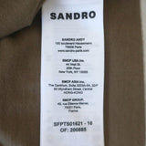 Sandro Federica Faux Pearl-Trim Striped Rugby Shirt Taupe/Ecru Size 0