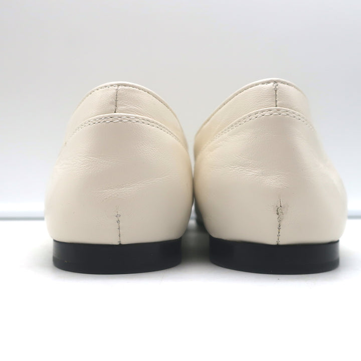 Jimmy Choo Mani Crystal-Buckle Loafers Cream Leather Size 38
