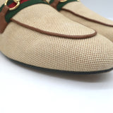 Gucci Charlotte Princetown Horsebit Web Mules Beige Canvas Size 38