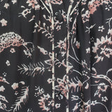 Ba&sh Caia Half-Button Blouse Carbone Floral Print Size Small 3/4 Sleeve Top
