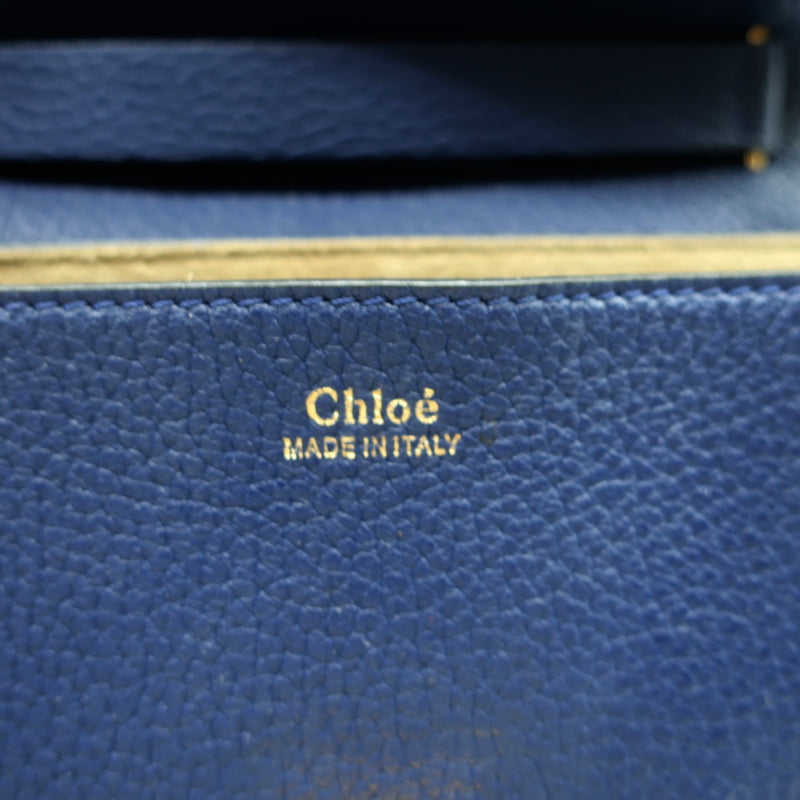 Chloe Drew Chain Strap Crossbody Bag Navy Grained Leather