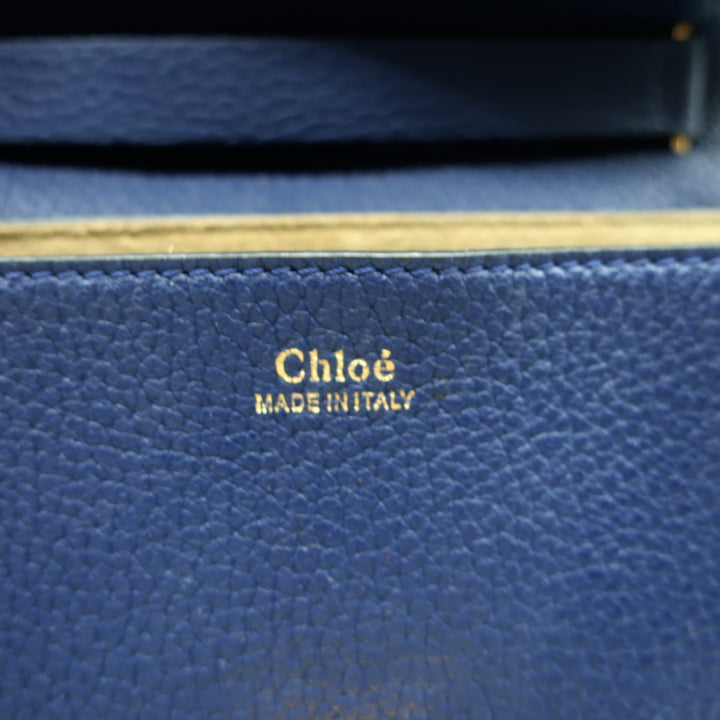 Chloe Drew Chain Strap Crossbody Bag Navy Grained Leather