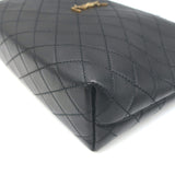 Saint Laurent Gaby Cosmetic Pouch Black Quilted Leather Small Clutch NEW