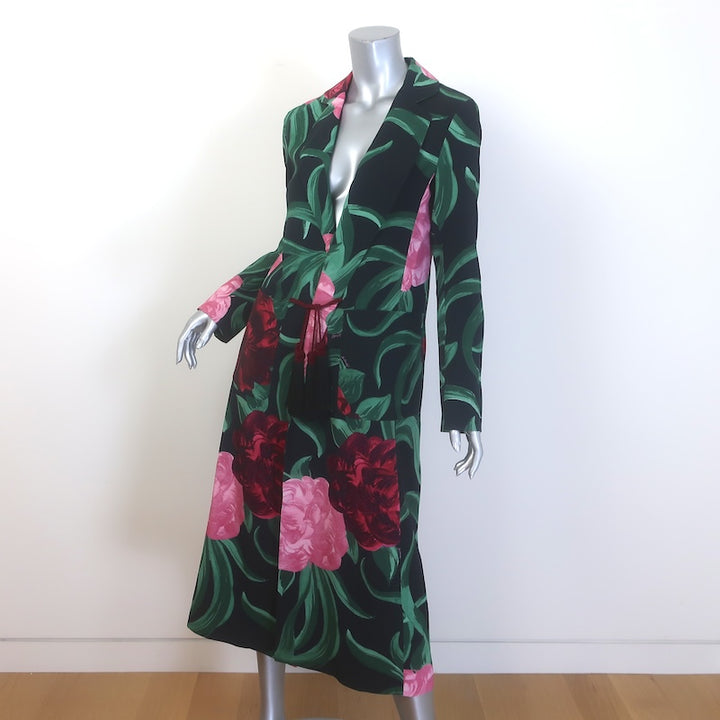 La DoubleJ Duster Coat Peony Black Printed Crepe Size Extra Small