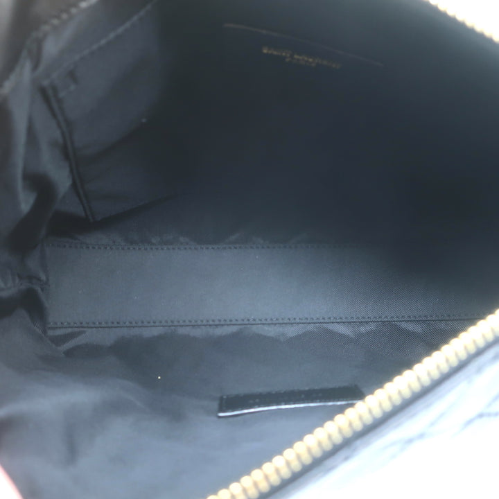Saint Laurent Gaby Cosmetic Pouch Black Quilted Leather Small Clutch NEW