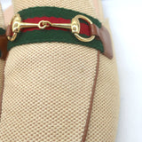 Gucci Charlotte Princetown Horsebit Web Mules Beige Canvas Size 38