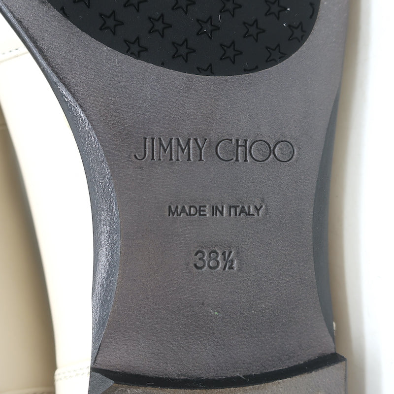 Jimmy Choo Mani Crystal-Buckle Loafers Cream Leather Size 38