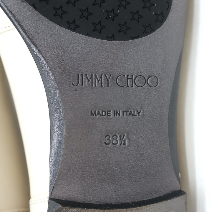 Jimmy Choo Mani Crystal-Buckle Loafers Cream Leather Size 38