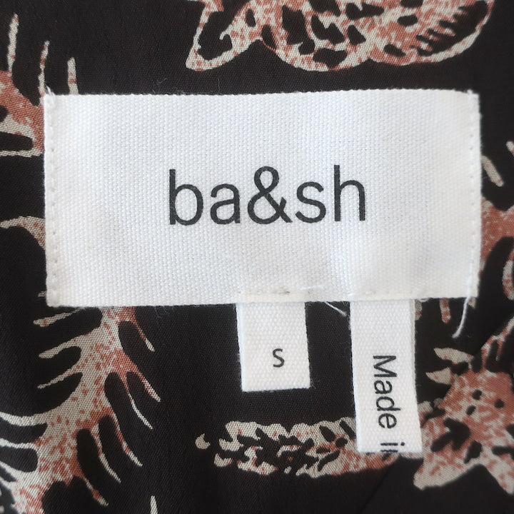 Ba&amp;sh Caia Half-Button Blouse Carbone Floral Print Size Small 3/4 Sleeve Top