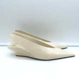 Toteme The Wedge Heel Pointed Toe Slingback Pumps Ivory Patent Size 38 NEW